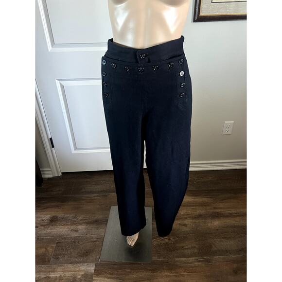 Vintage wool feeling dark blue button up corset pants trousers - Picture 8 of 8